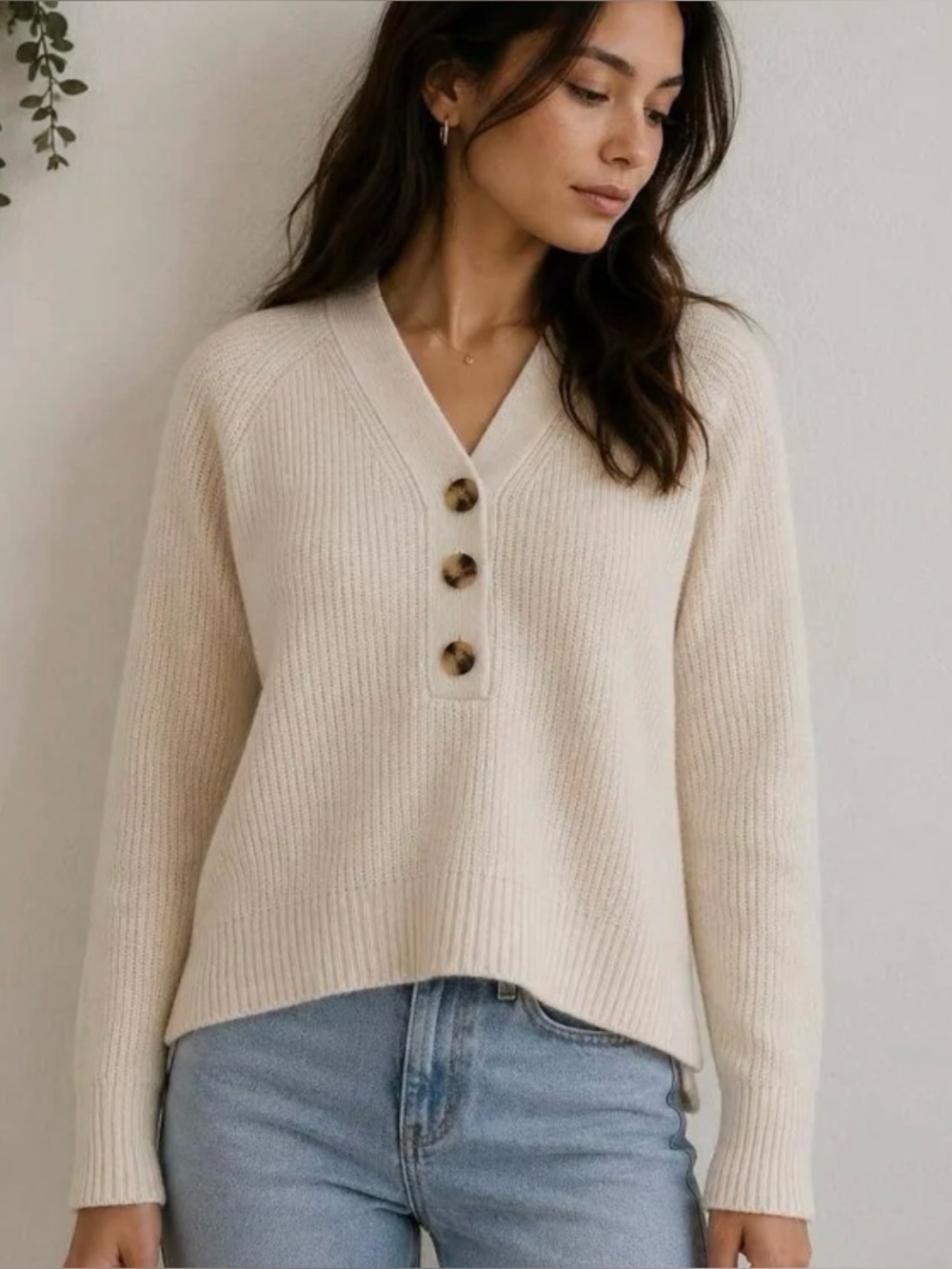 Madewell Lyle Rib Henley Wool-blend Sweater 
Size Medium